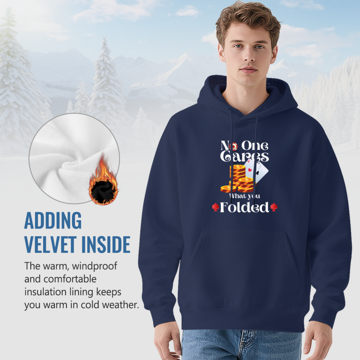 No One Cares What You Folded Poker Navy Hoodie, Comfort Card Game Casual Top