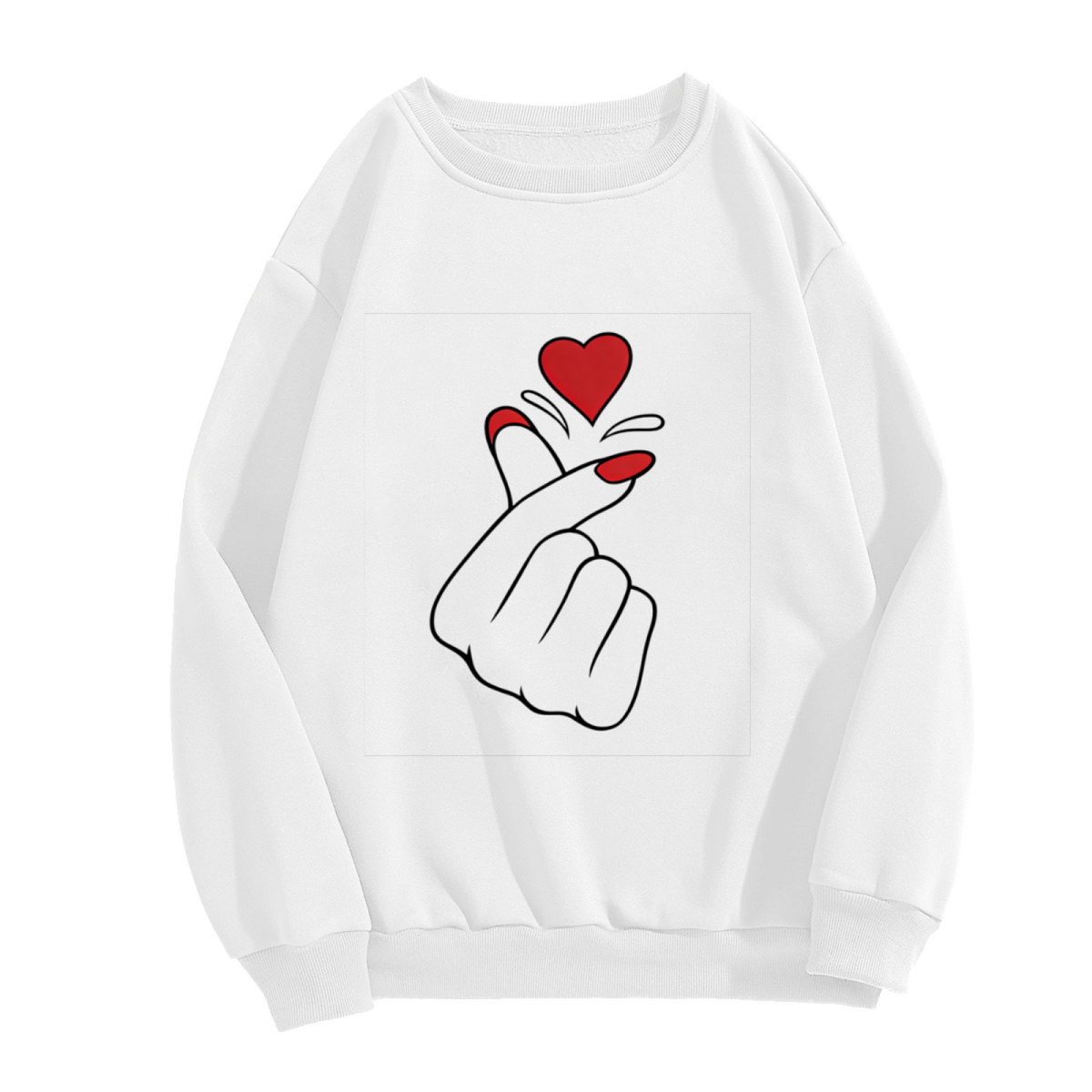 Cute Korean Finger Heart Love Gesture Crewneck Sweatshirt