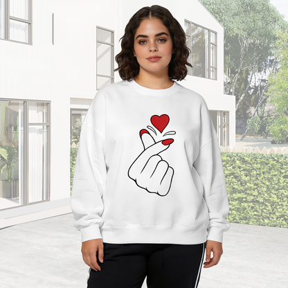 Cute Korean Finger Heart Love Gesture Crewneck Sweatshirt