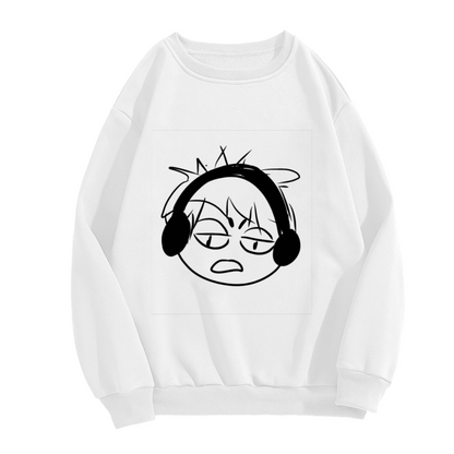 Frustrated Gamer Anime Boy With Headphones Crewneck Sweatshirt