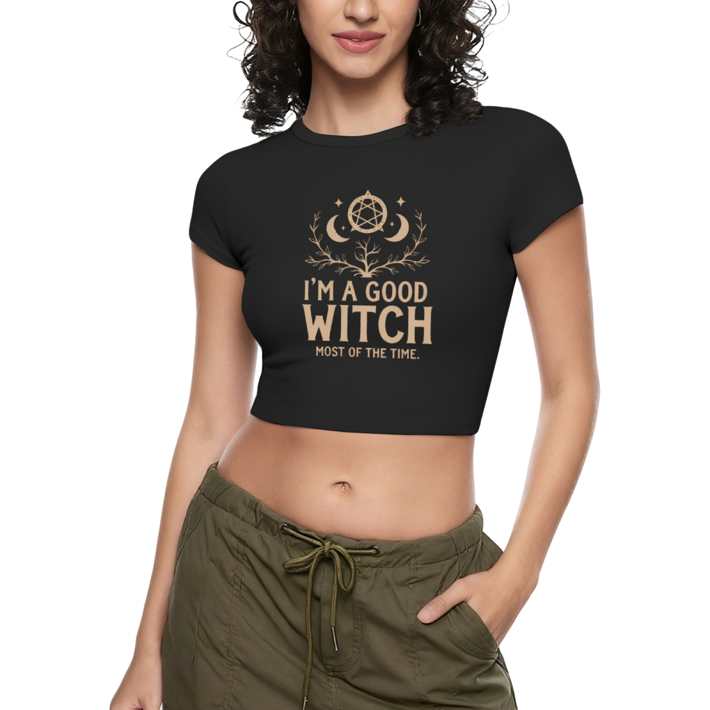 I¡¯m A Good Witch Mystic Moon Pentagram Halloween Crop Top