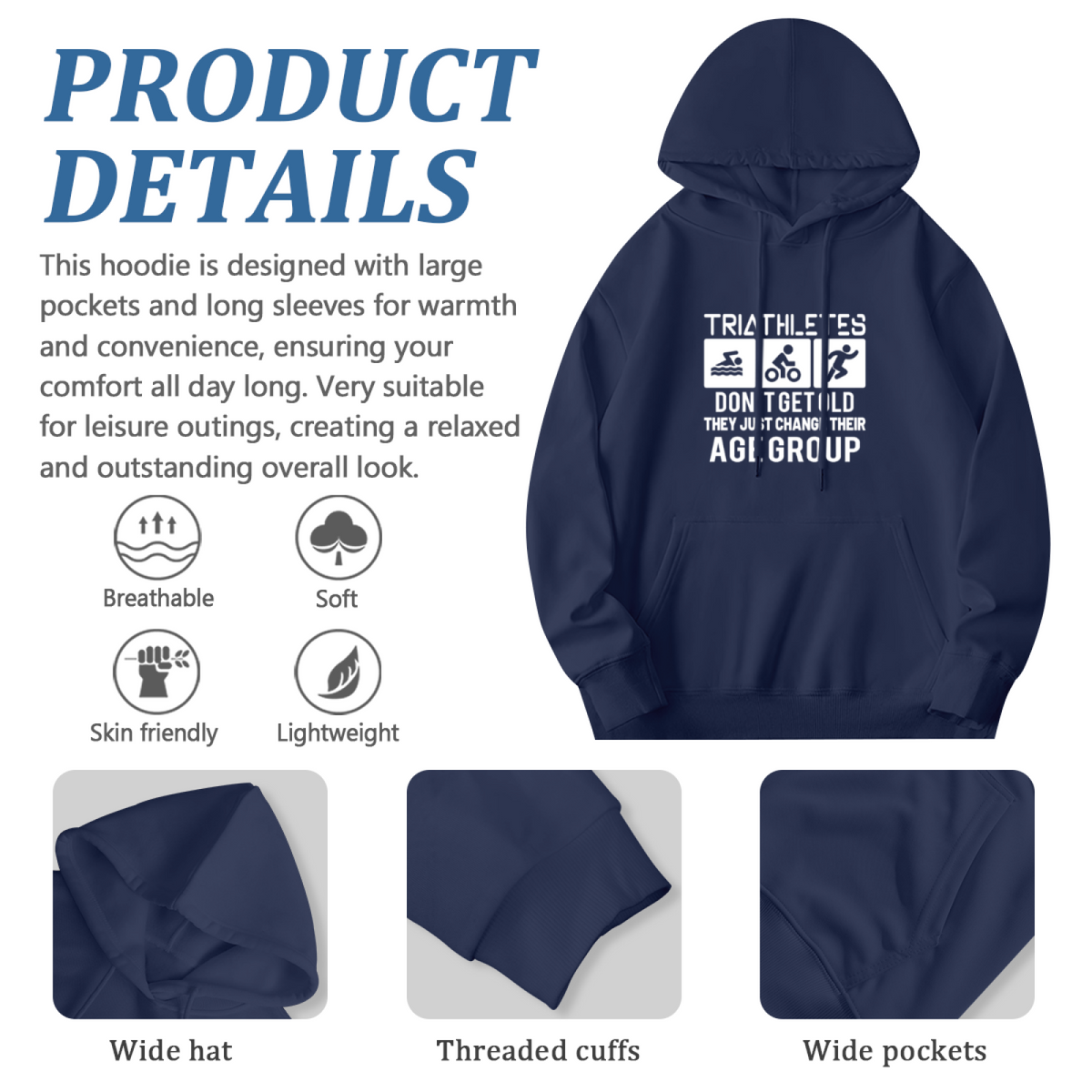 Triathlete Funny Slogan Unisex Hoodie, Lightweight Comfort