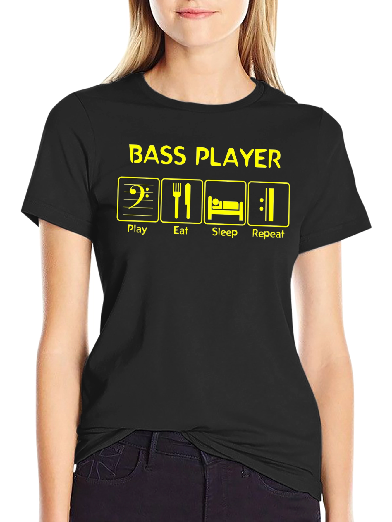 Bass Player Play Eat Sleep Repeat Graphic T-Shirt