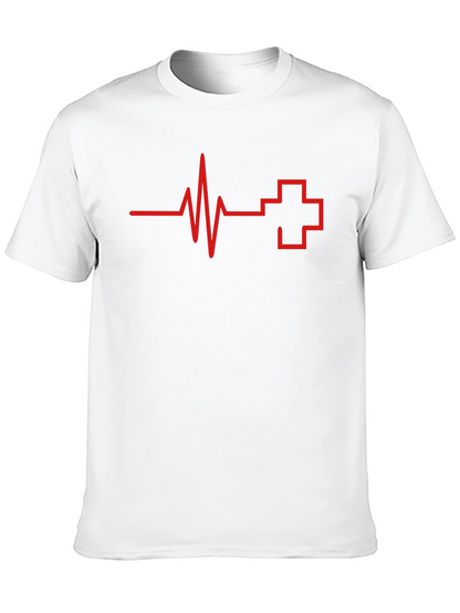 Heartbeat Cross Graphic Tee - Black Cotton