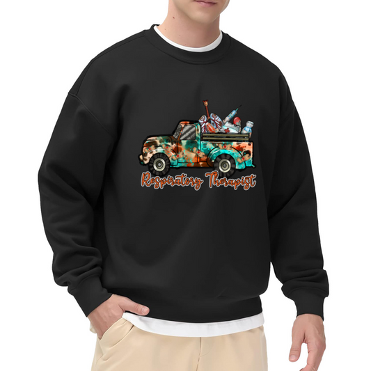 Respiratory Therapist Vintage Truck Profession Graphic Crewneck Sweatshirt