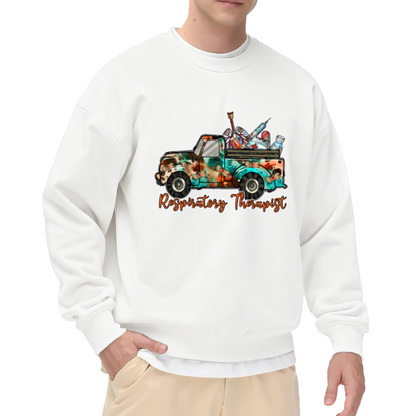 Respiratory Therapist Vintage Truck Profession Graphic Crewneck Sweatshirt