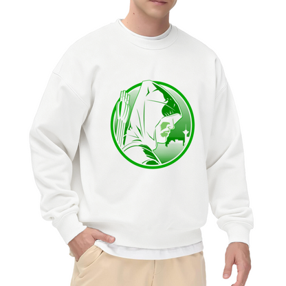 Green Arrow Superhero Comic Character Circle Crewneck Sweatshirt