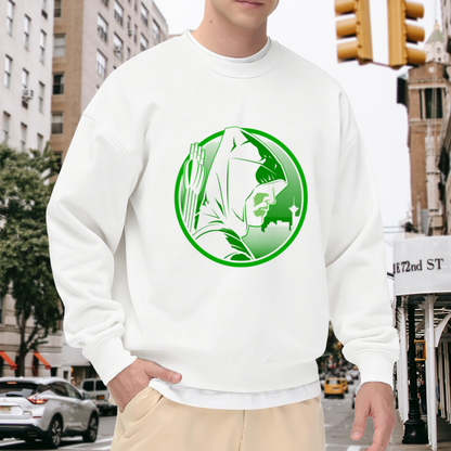 Green Arrow Superhero Comic Character Circle Crewneck Sweatshirt