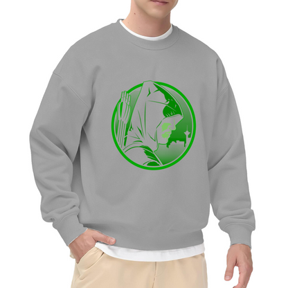 Green Arrow Superhero Comic Character Circle Crewneck Sweatshirt