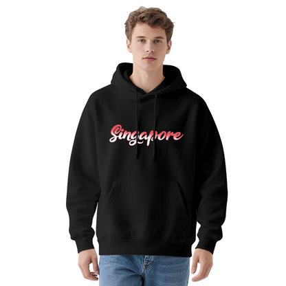 Gradient Singapore Letter Print Neutral Hoodie, Breathable Comfort City Top