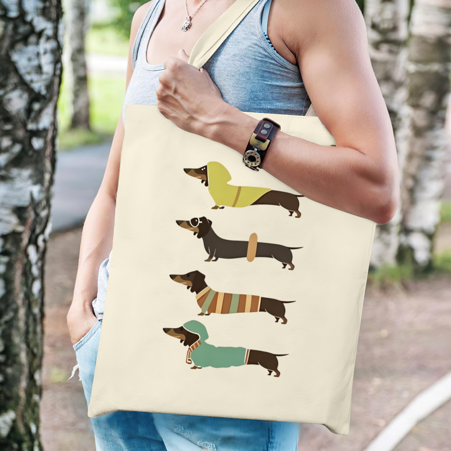 Minimal Line Art Yoga Girl Canvas Tote | Fitness Lover Soft Neutral Shoulder Handbag