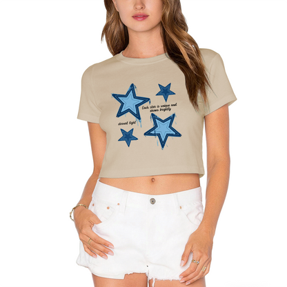 Shine Bright Unique Star Y2K Crop Tee