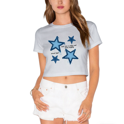 Shine Bright Unique Star Y2K Crop Tee