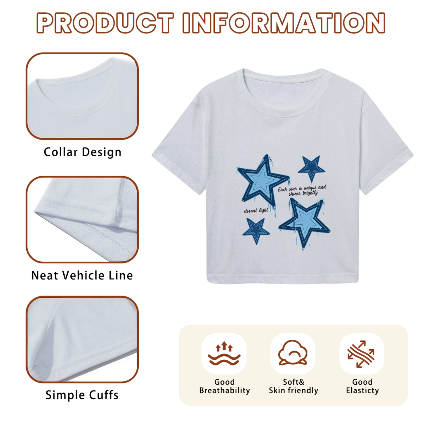 Shine Bright Unique Star Y2K Crop Tee