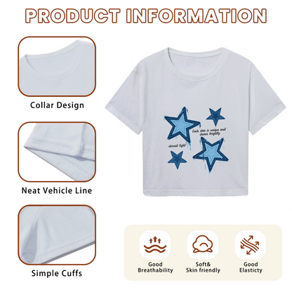 Shine Bright Unique Star Y2K Crop Tee