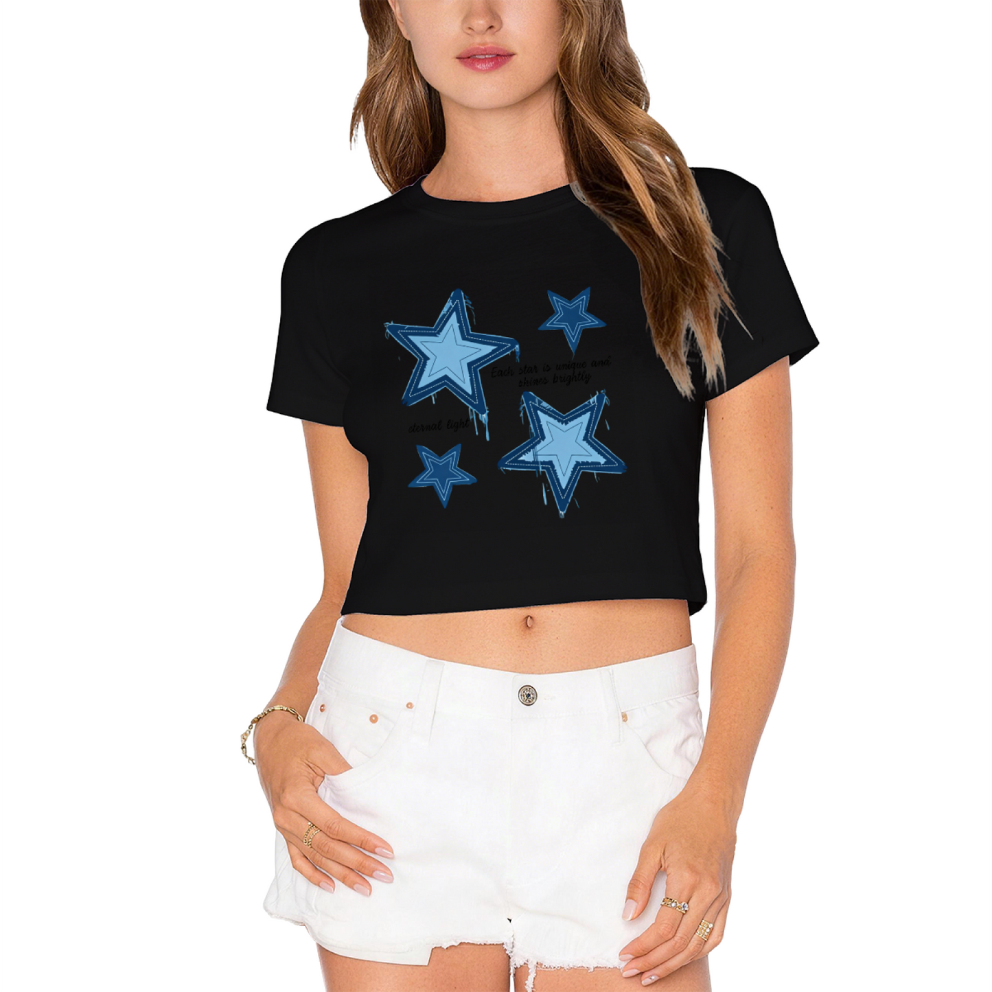 Shine Bright Unique Star Y2K Crop Tee