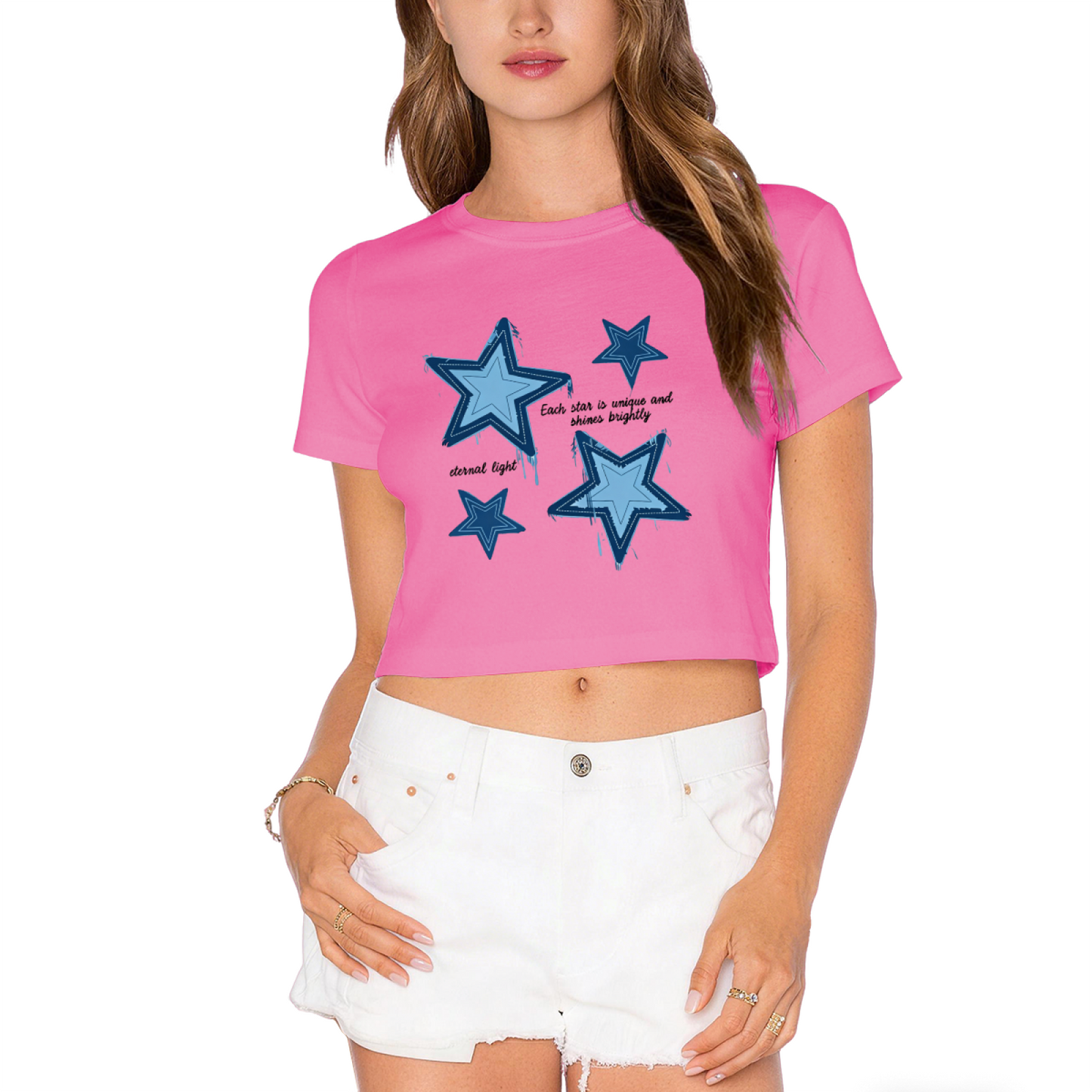 Shine Bright Unique Star Y2K Crop Tee