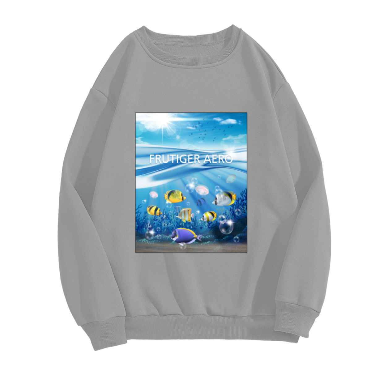 Frutiger Aero Ocean Tropical Fish Graphic Crewneck Sweatshirt