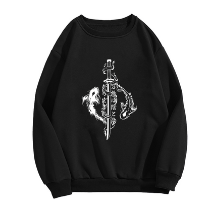 Japanese Koi Dragon Samurai Katana Tattoo Style Crewneck