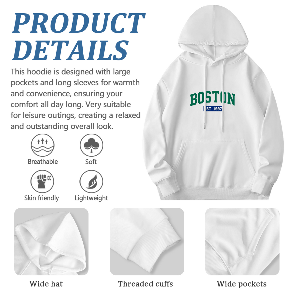 Boston Est 1987 Varsity City?Theme Pullover Hoodie