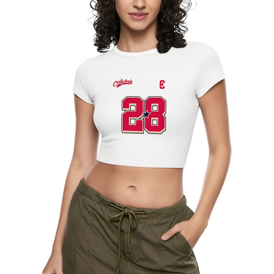 California 28 Vintage Sport Number White Crop Top ¨C Varsity Streetwear