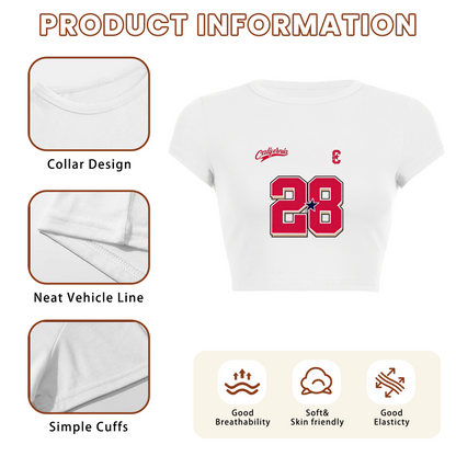 California 28 Vintage Sport Number White Crop Top ¨C Varsity Streetwear