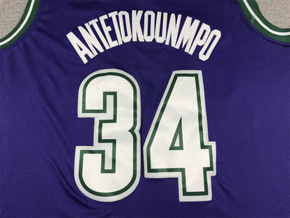 Men's Milwaukee Bucks Giannis Antetokounmpo #34 Purple 2022/23 Swingman Jerseys - Classic Edition