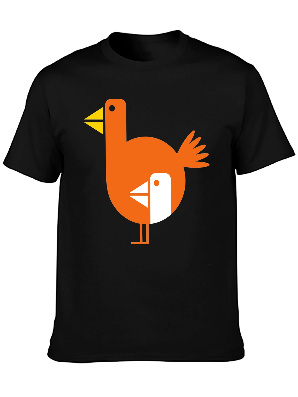Abstract Bird Graphic Black T-Shirt