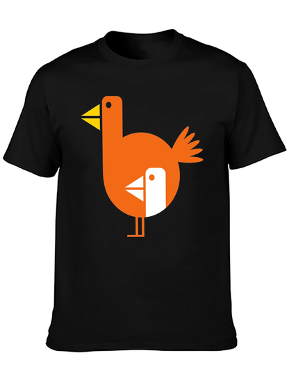 Abstract Bird Graphic Black T-Shirt