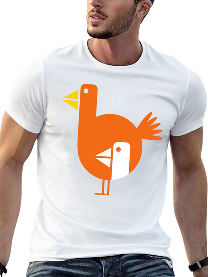 Abstract Bird Graphic Black T-Shirt