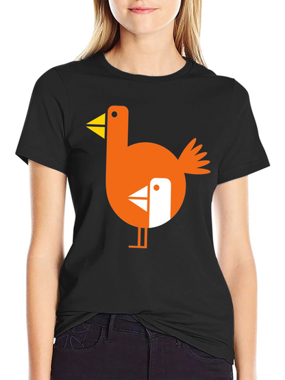 Abstract Bird Graphic Black T-Shirt
