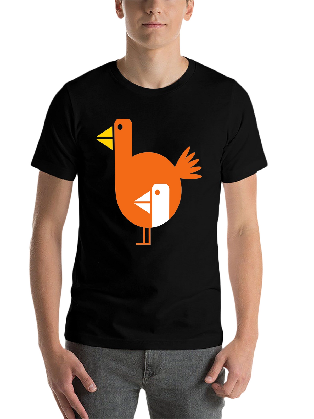 Abstract Bird Graphic Black T-Shirt