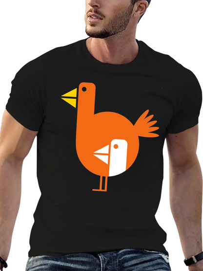 Abstract Bird Graphic Black T-Shirt