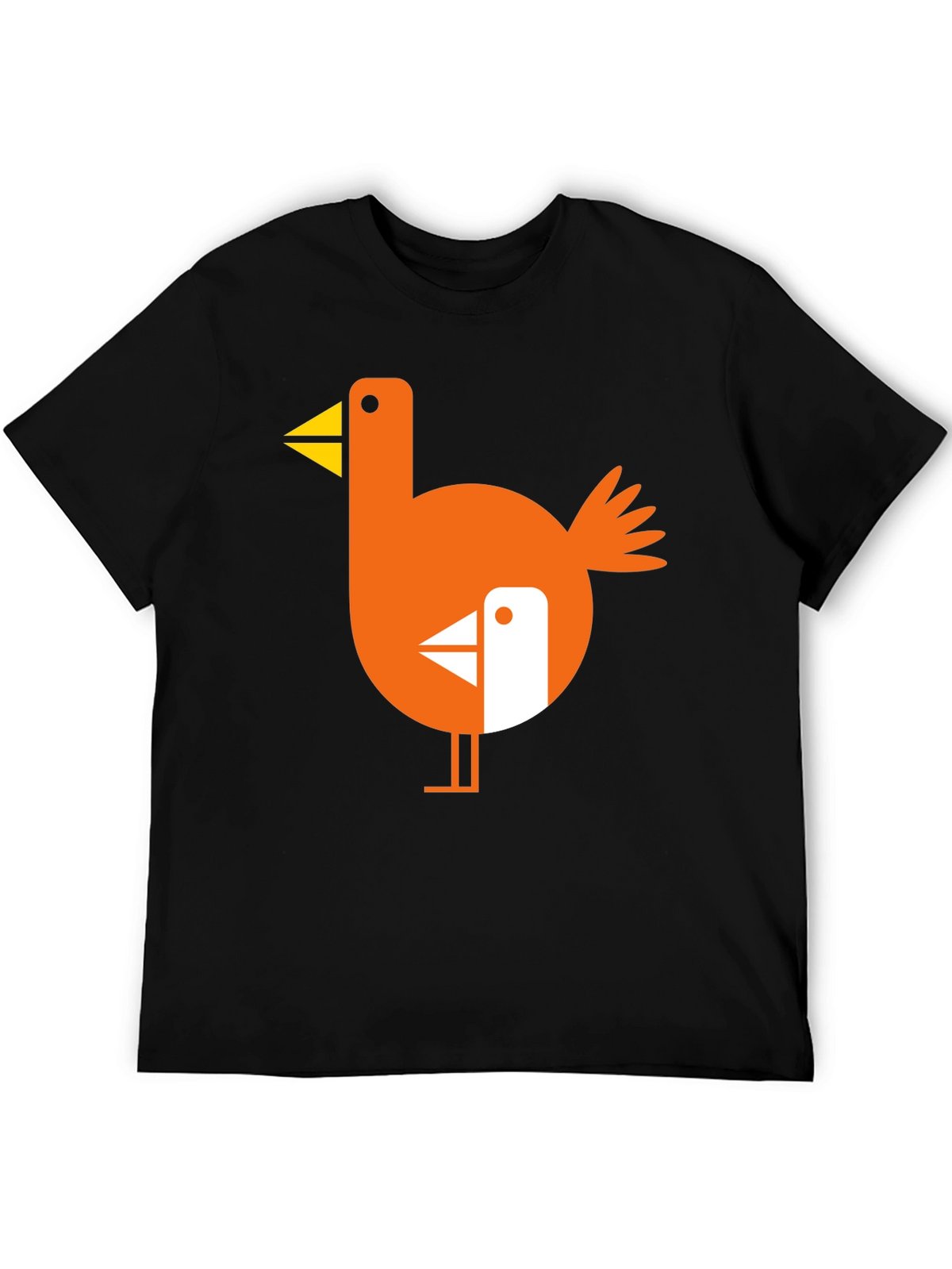 Abstract Bird Graphic Black T-Shirt