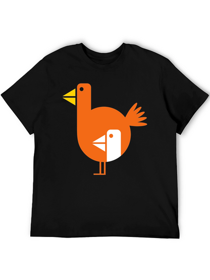 Abstract Bird Graphic Black T-Shirt
