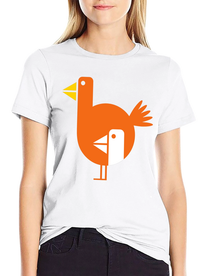 Abstract Bird Graphic Black T-Shirt