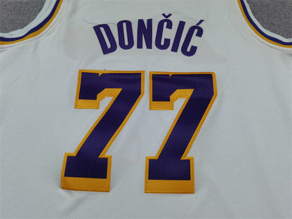 Men's Los Angeles Lakers Luka Doncic #77 White Swingman Jerseys - Association Edition