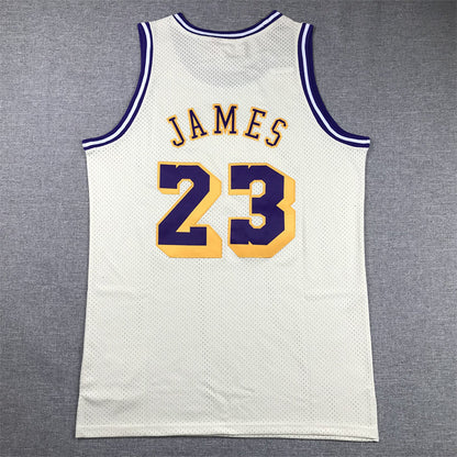 Men's Los Angeles Lakers LeBron James #23 Cream Hardwood Classics Swingman Jerseys