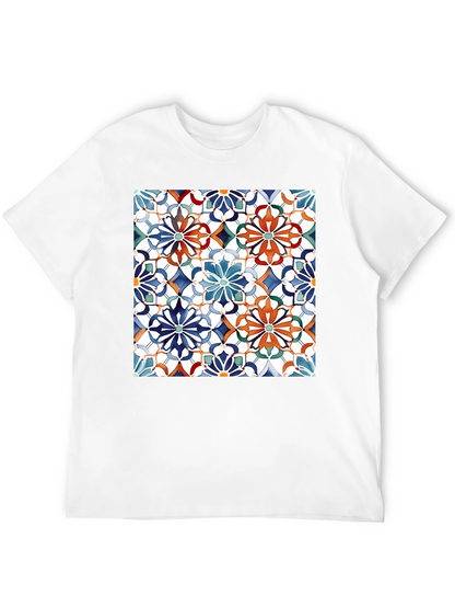 Floral Mosaic Print Black T-Shirt