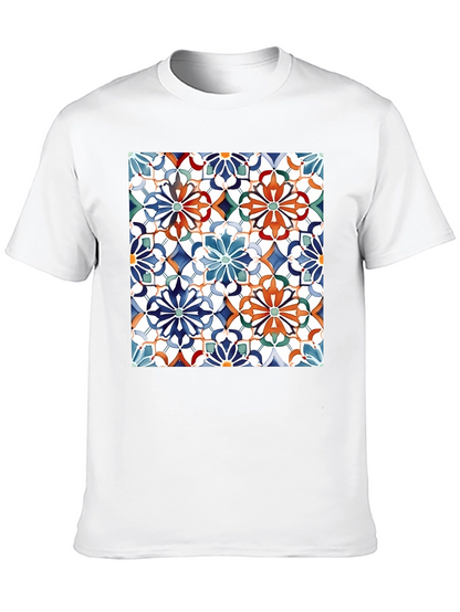Floral Mosaic Print Black T-Shirt