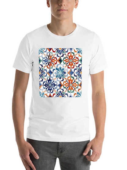 Floral Mosaic Print Black T-Shirt