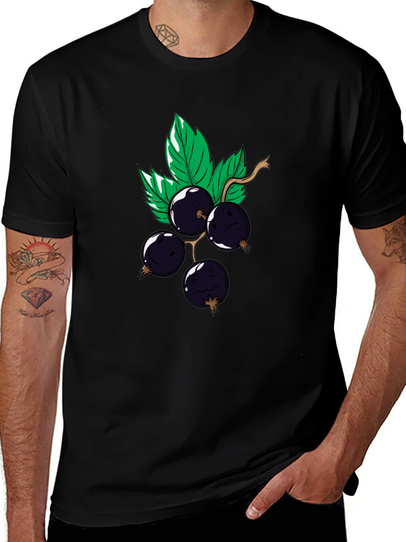Black Graphic Tee - Currant Cartoon Design