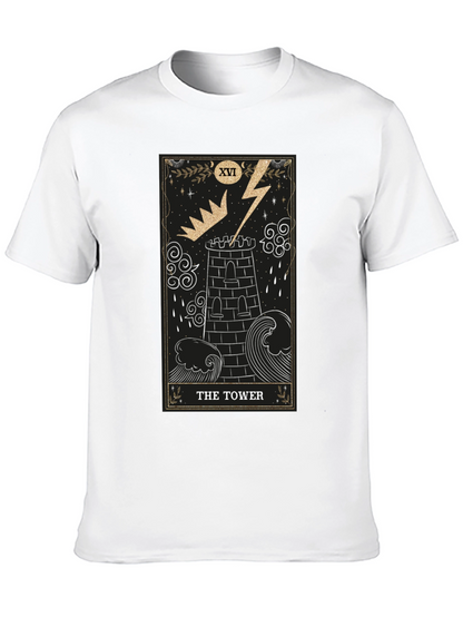 The Tower Tarot Card Black Graphic T-Shirt