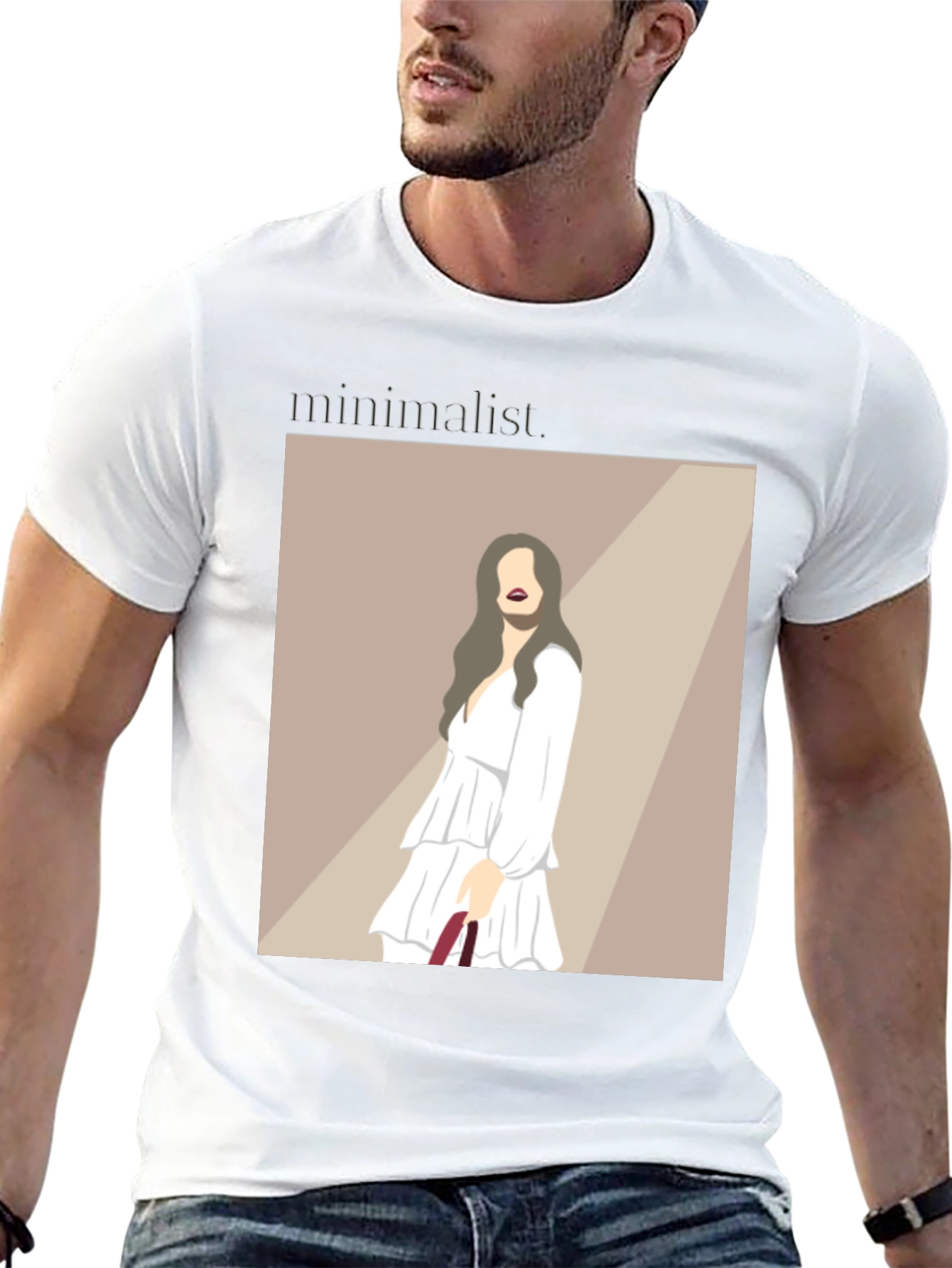 Minimalist Woman Illustration Black T-Shirt
