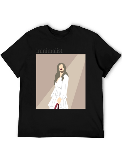 Minimalist Woman Illustration Black T-Shirt