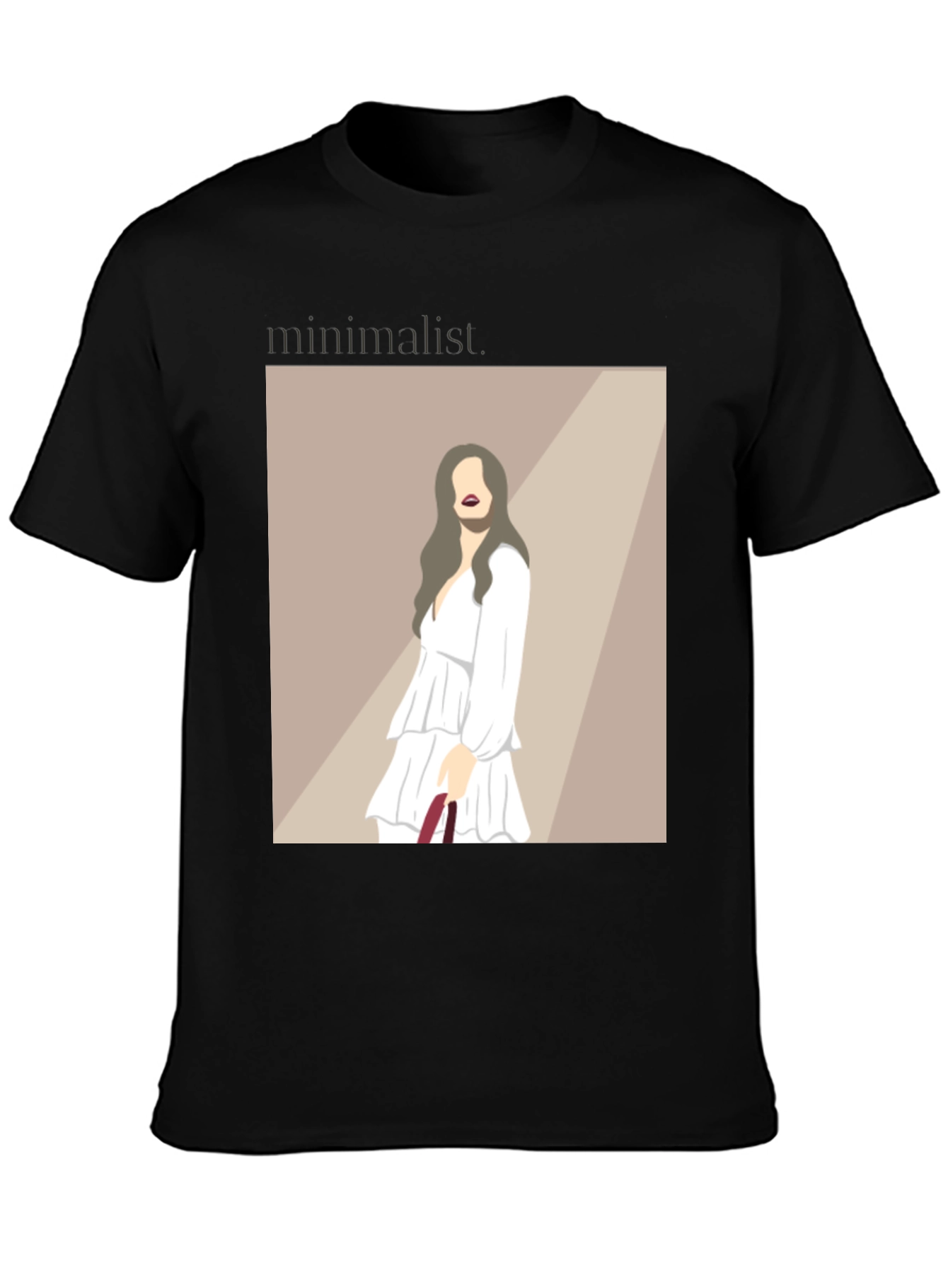Minimalist Woman Illustration Black T-Shirt