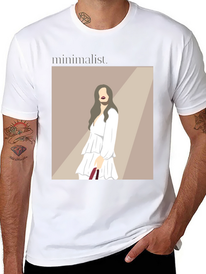Minimalist Woman Illustration Black T-Shirt