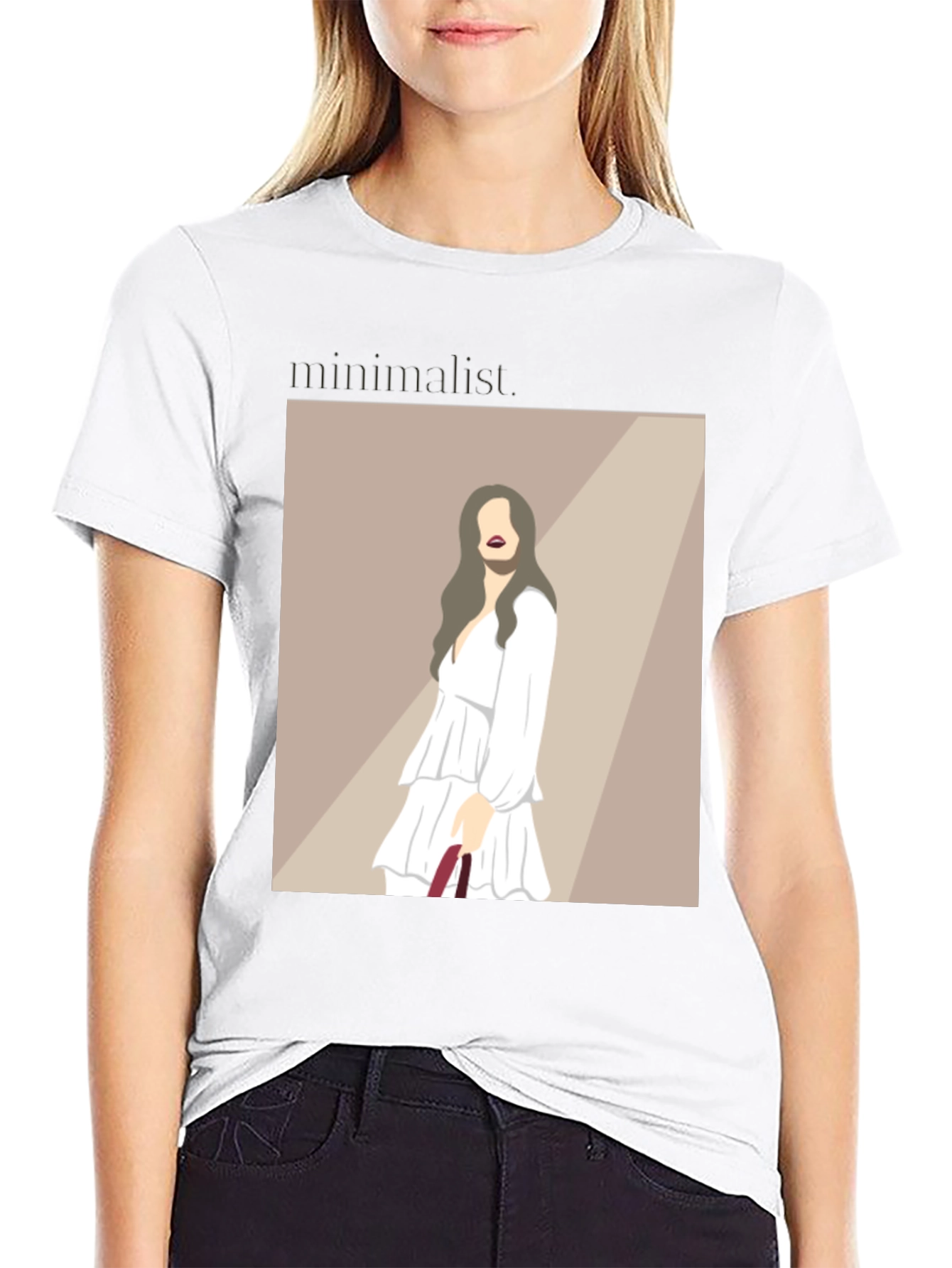 Minimalist Woman Illustration Black T-Shirt
