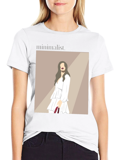 Minimalist Woman Illustration Black T-Shirt
