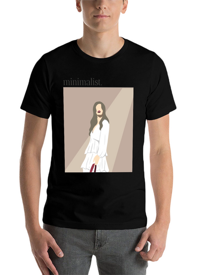 Minimalist Woman Illustration Black T-Shirt